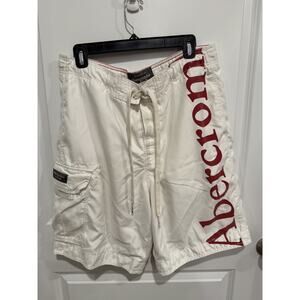 Abercrombie & Fitch Men's Medium (34/9) White Mesh Lined Swim Surf Shorts